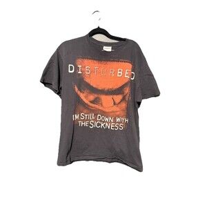 Vintage Y2k DISTURBED I'M STILL DOWN WITH THE SICKNESS Tshirt 2000's L